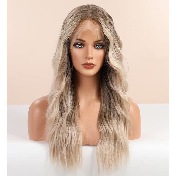 Ombre Dirty Blonde T Part Lace Front Wigs - Picture 2 of 5